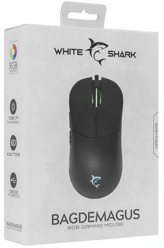 White Shark BAGDEMAGUS , herná myš , káblová, čierna