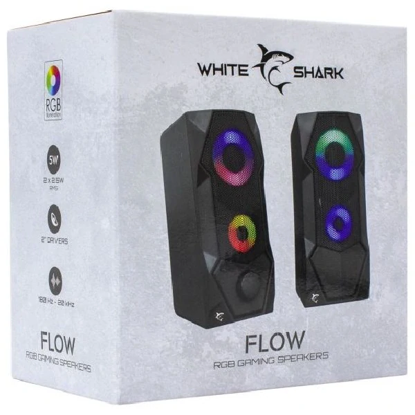 White Shark 2.0 FLOW reproduktory, RGB, čierne